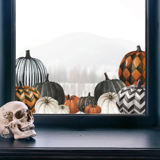 2pk Halloween Pumpkins Window Decal Corners