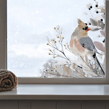 2x Winter Bird Corner Window Decoration - Reusable Christmas Clings
