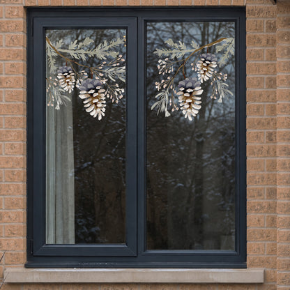 2x Pine Cone Corner Decorations - Reusable Window Clings