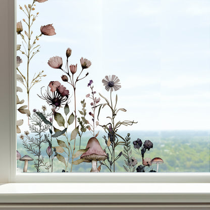 2x Magical Botanical Flower Window Decal Corners