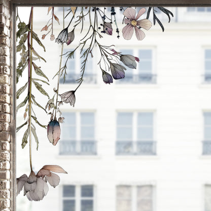 Magical Botanical Flowers Shop Window Decal Corners