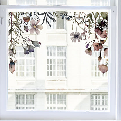 2x Magical Botanical Flower Window Decal Corners