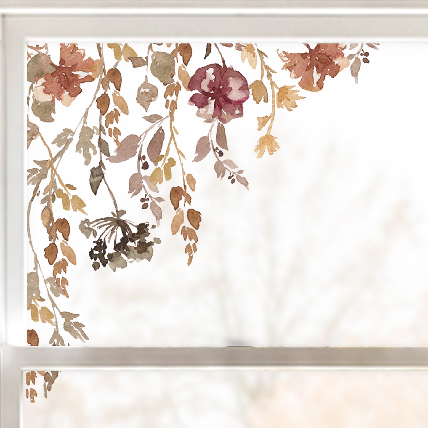 2x Neutral Pumpkins & Flowers Corner Window Clings - ideal for Shops