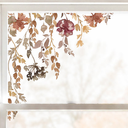 2x Neutral Pumpkins & Flowers Corner Window Clings - ideal for Shops