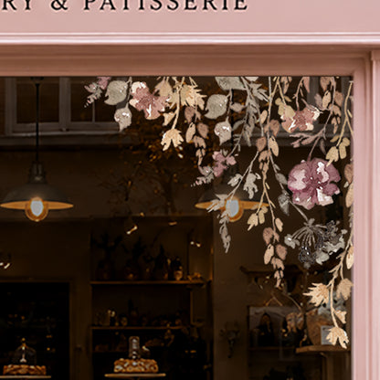 2x Neutral Pumpkins & Flowers Corner Window Clings - ideal for Shops