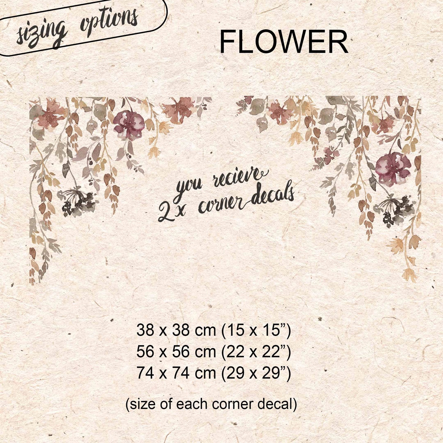 2x Neutral Pumpkins & Flowers Corner Window Clings - ideal for Shops