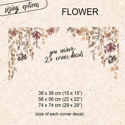2x Neutral Pumpkins & Flowers Corner Window Clings - ideal for Shops