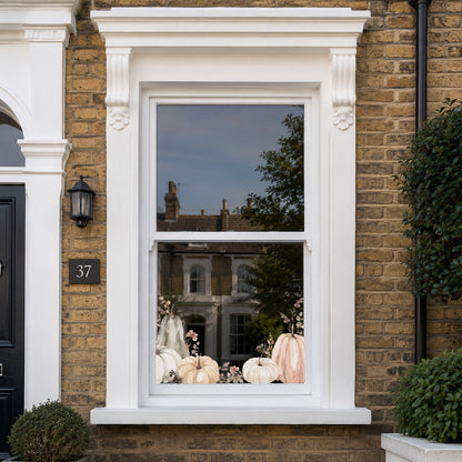 2x Neutral Pumpkins & Flowers Corner Window Clings - ideal for Shops