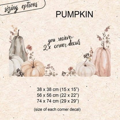 2x Neutral Pumpkins & Flowers Corner Window Clings - ideal for Shops