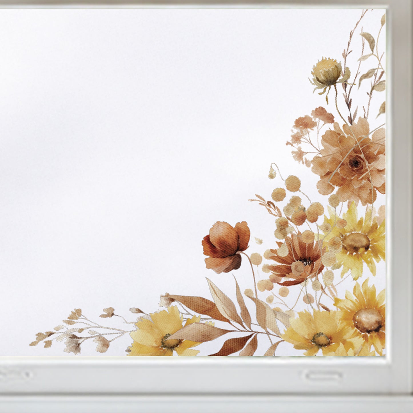 2x Ombre Sunflower Corner Shop Window Clings for Autumn Display