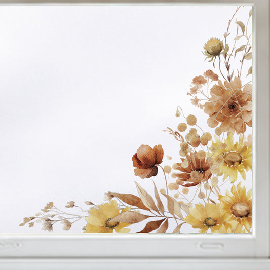 2x Ombre Sunflower Corner Shop Window Clings for Autumn Display