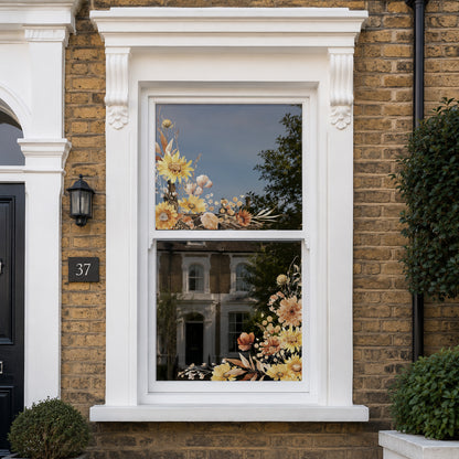 2x Ombre Sunflower Corner Shop Window Clings for Autumn Display