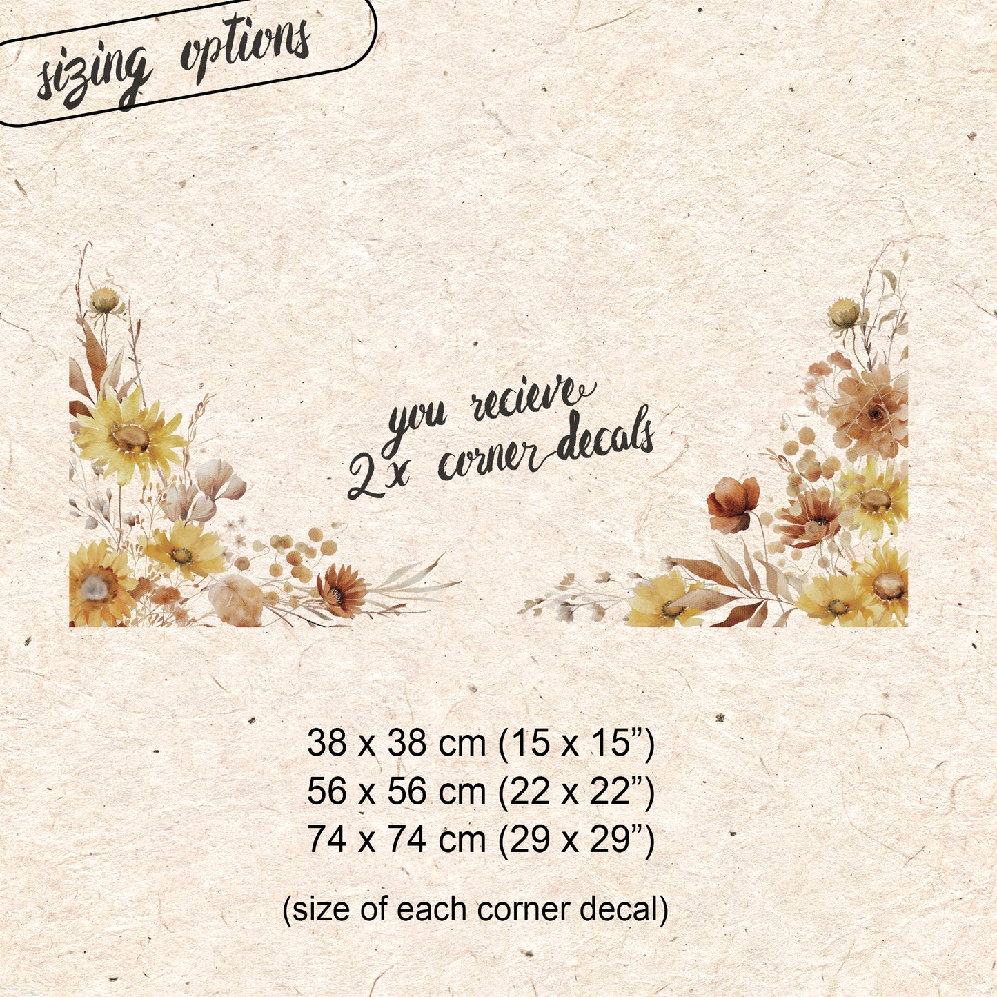 2x Ombre Sunflower Corner Shop Window Clings for Autumn Display