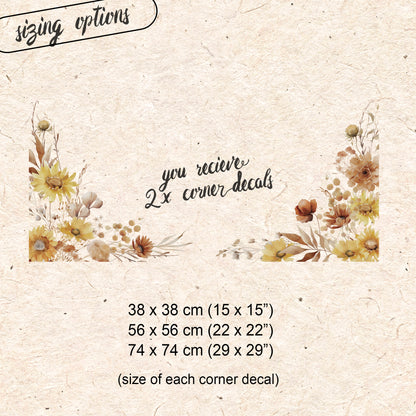 2x Ombre Sunflower Corner Shop Window Clings for Autumn Display