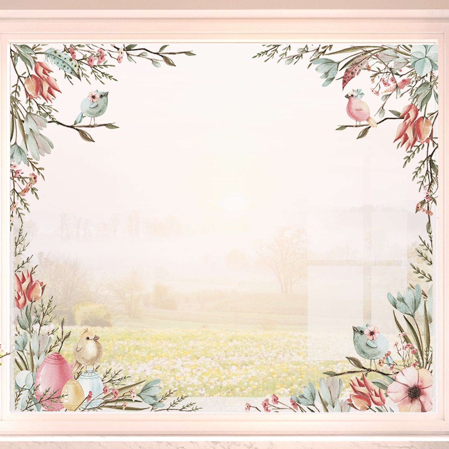 2x Pastel Spring Flower Corner Window Decals