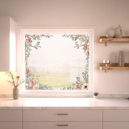 2x Pastel Spring Flower Corner Window Decals