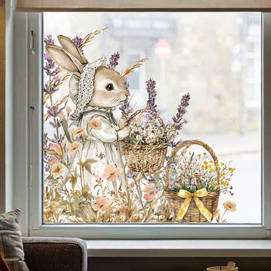 2x Easter Bunnies Corner Window Decals