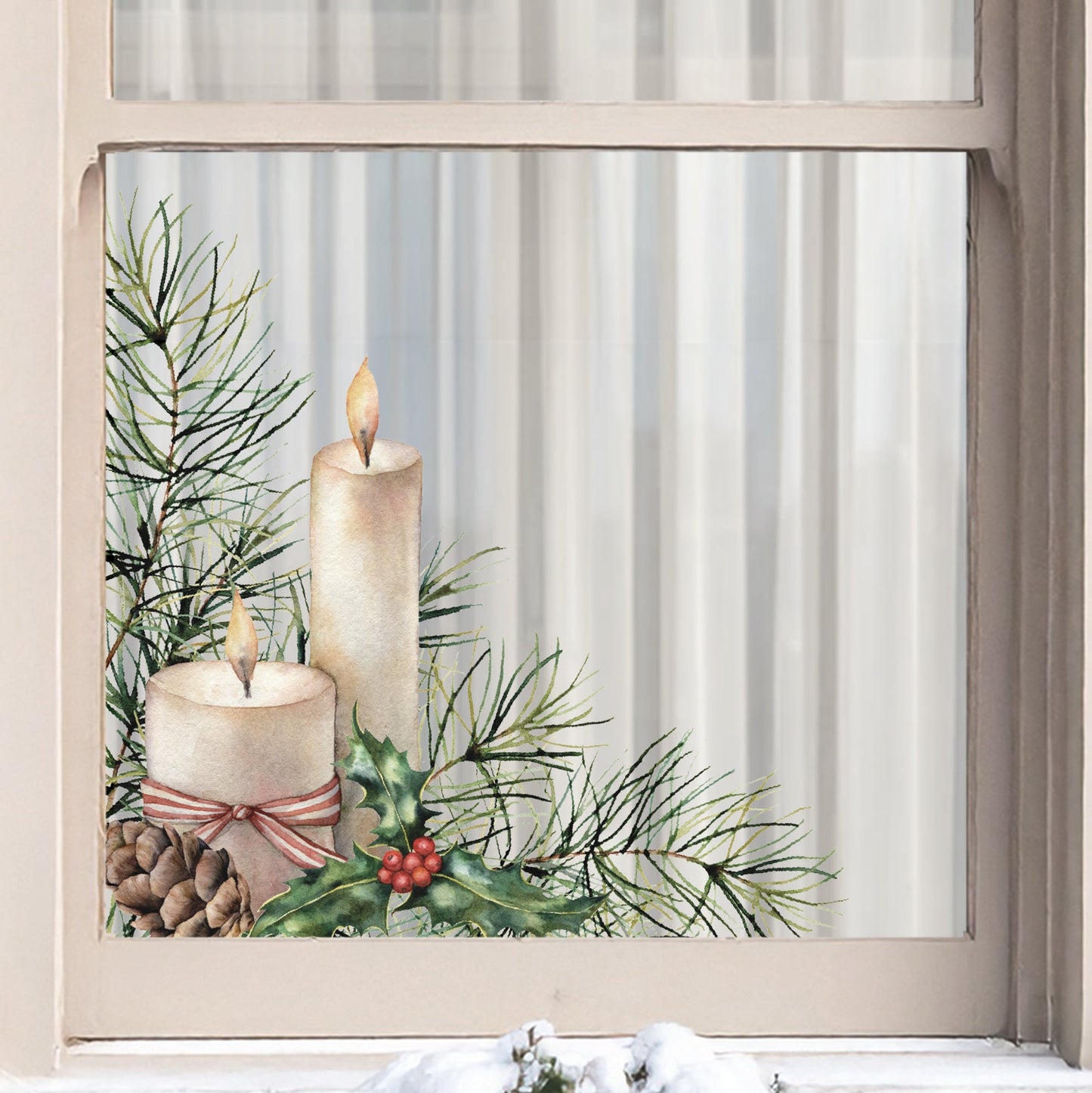 2x Christmas Candle Corner Window Clings