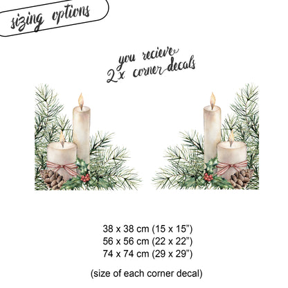 2x Christmas Candle Corner Window Clings