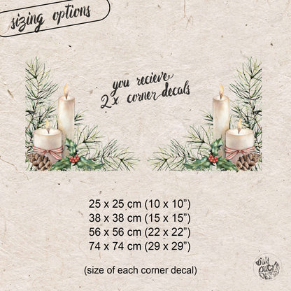 2x Christmas Candle Corner Window Clings