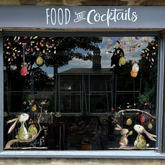 2x Quirky Easter Branch Corner Window Decals