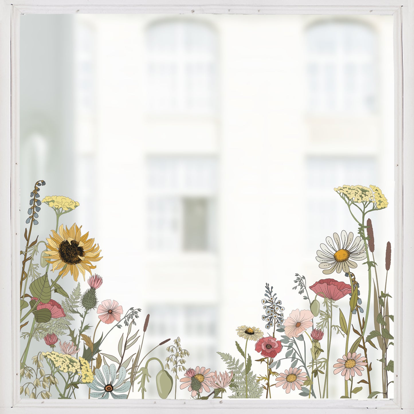 Retro Flowers Shop Window Decal Corners