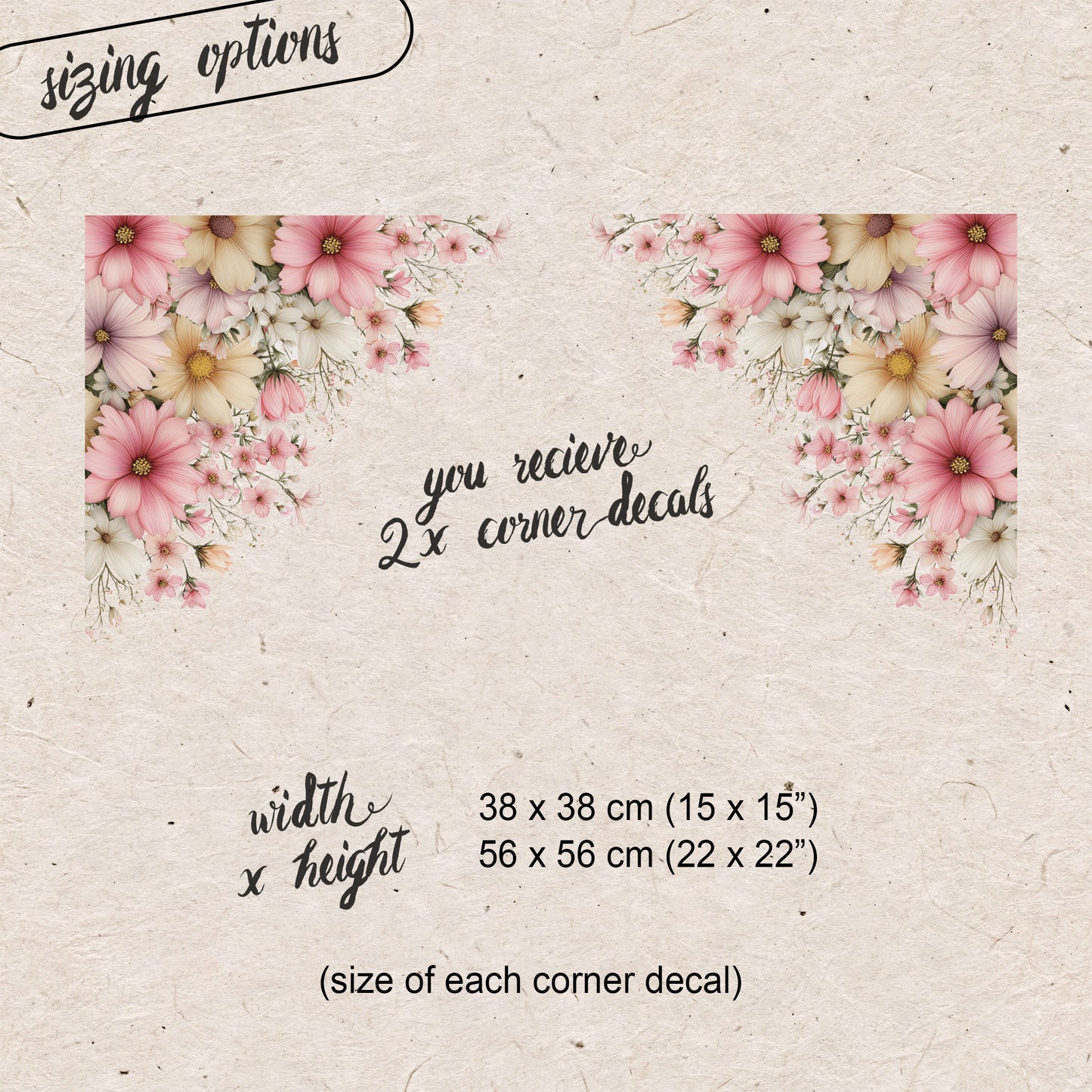 2x Spring Daisy Flowers Corner Window Decals