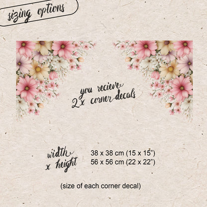 2x Spring Daisy Flowers Corner Window Decals