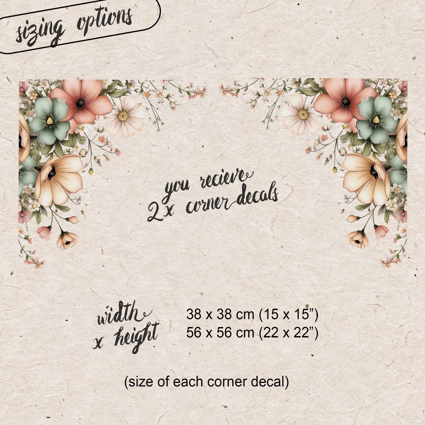 2x Spring Flowers Corner Window Decals