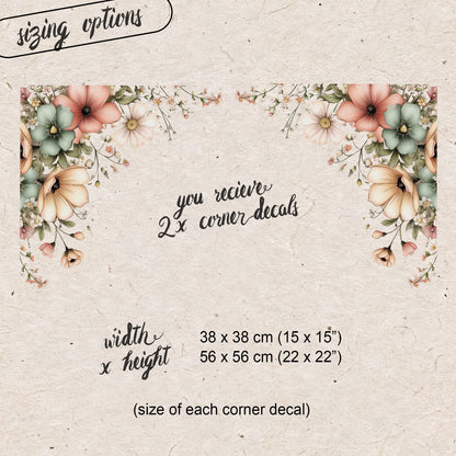 2x Spring Flowers Corner Window Decals