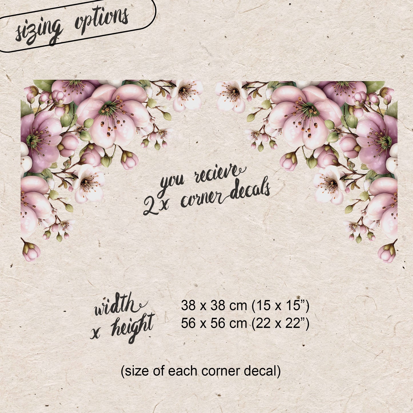 2x Spring Purple Flowers Corner Window Decals