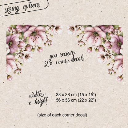 2x Spring Purple Flowers Corner Window Decals