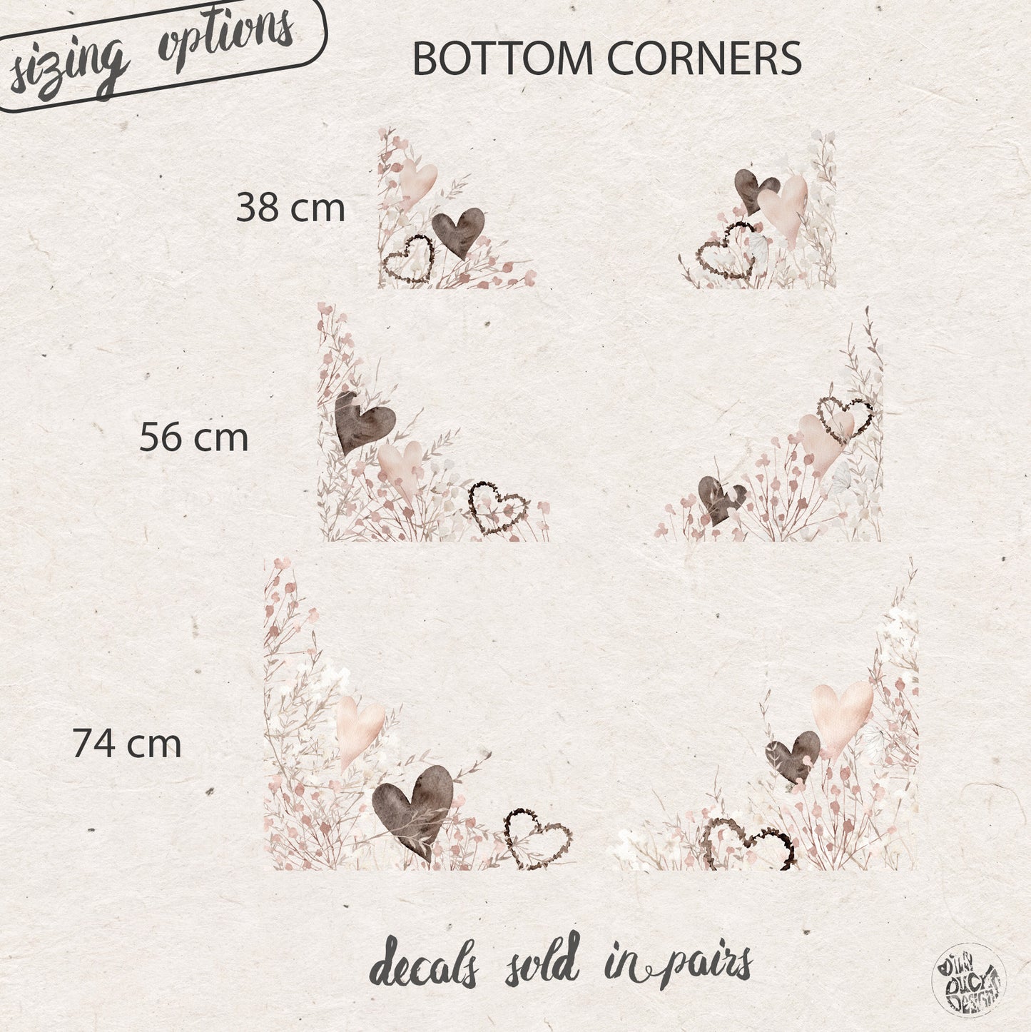 Valentines Hearts and Flowers Window Decal Corner