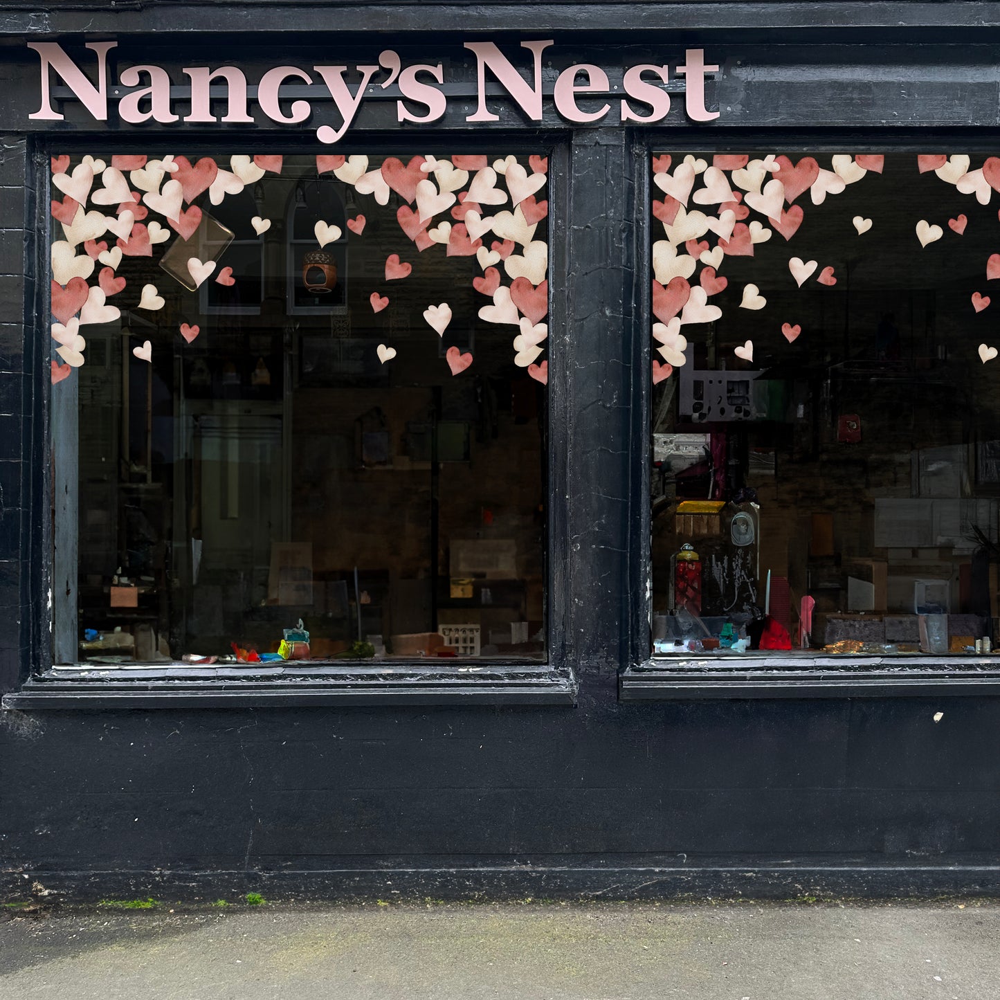 Valentines Hearts Window Decal Corner - Red