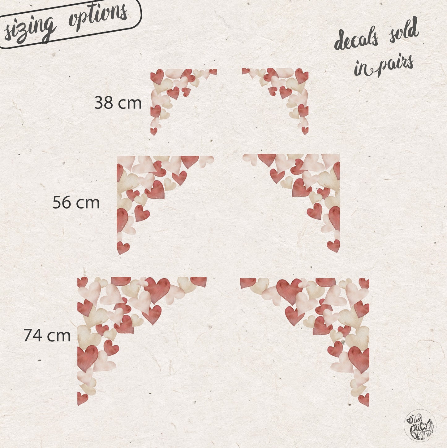 Valentines Hearts Window Decal Corner - Red