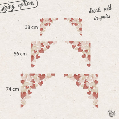 Valentines Hearts Window Decal Corner - Red