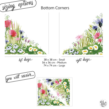 Watercolour Meadow Flowers Shop Window Decal Corners (Bottom)