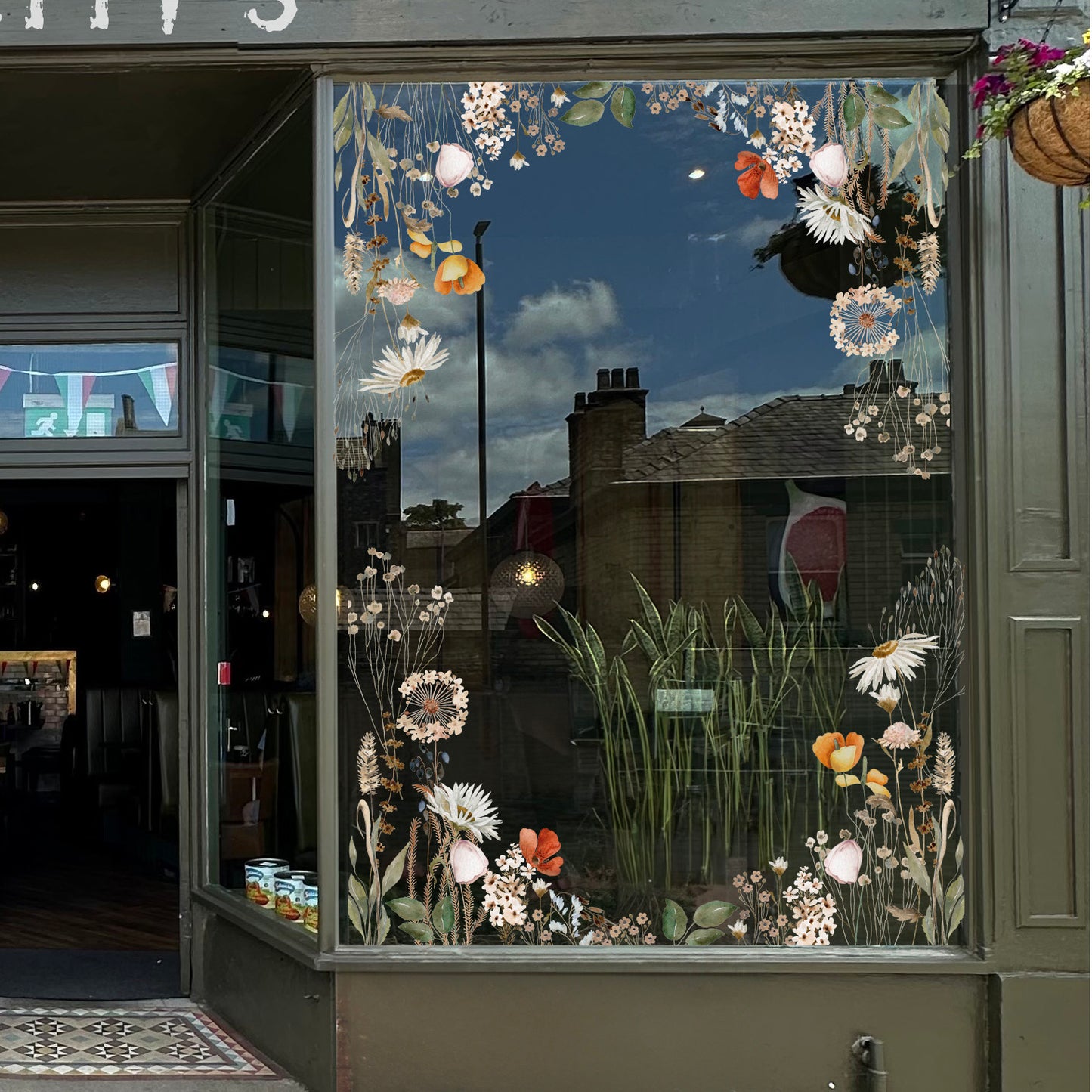 Wild Meadow Flowers Shop Window Decal Corners