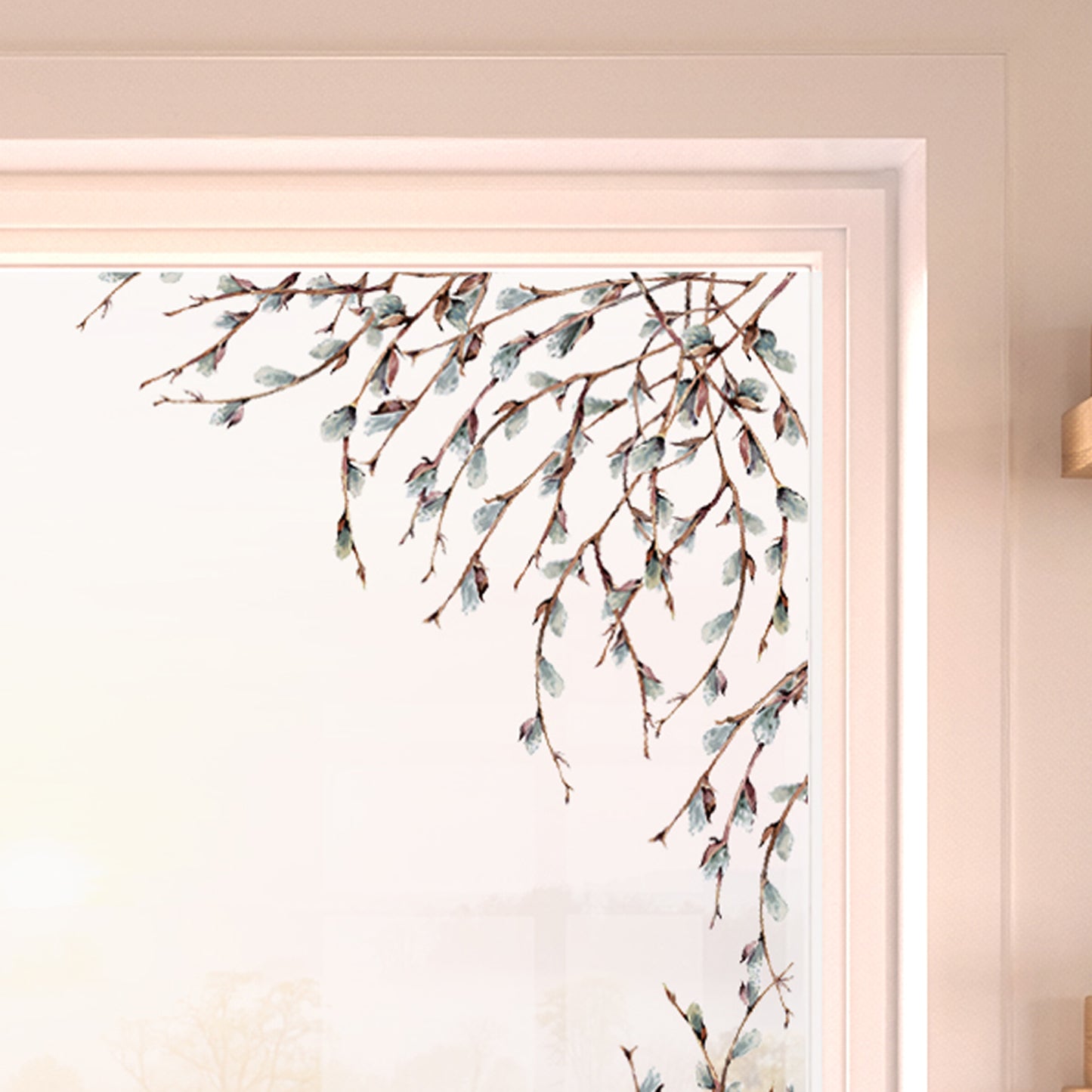 2x Willow Easter Bunny Window Decal Corners