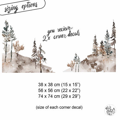 2x Winter Mountains Corner Window Decor - Reusable Clings for Christmas