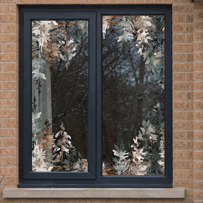 2x Winter Trees Corner Window Decoration - Reusable Clings for Christmas