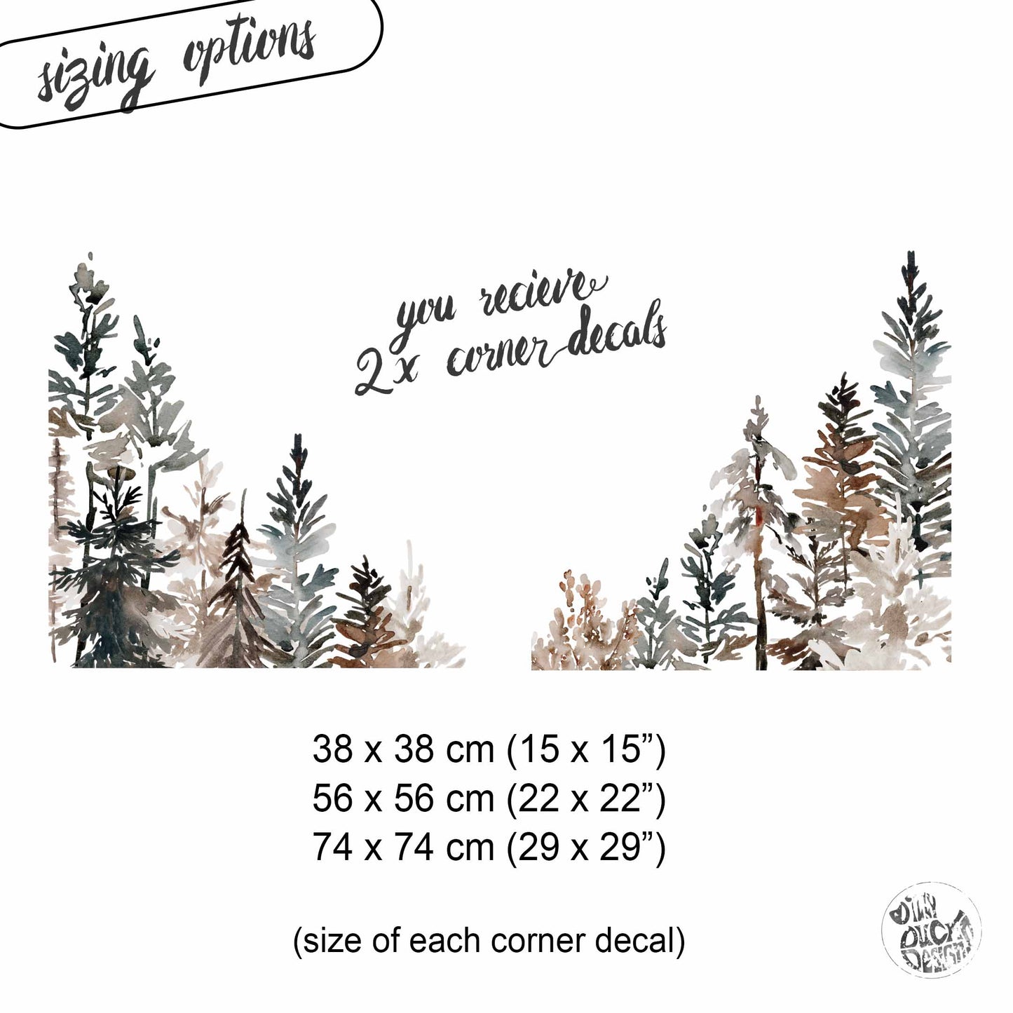 2x Winter Trees Corner Window Decoration - Reusable Clings for Christmas