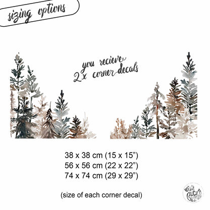 2x Winter Trees Corner Window Decoration - Reusable Clings for Christmas