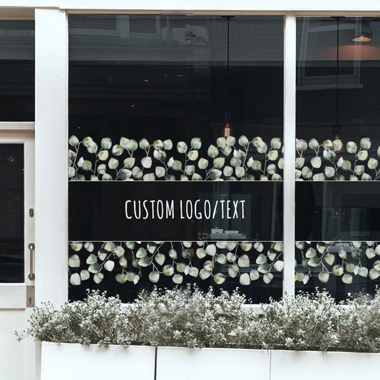 Custom Text Eucalyptus Clear Shop Window Decal Middle Banner