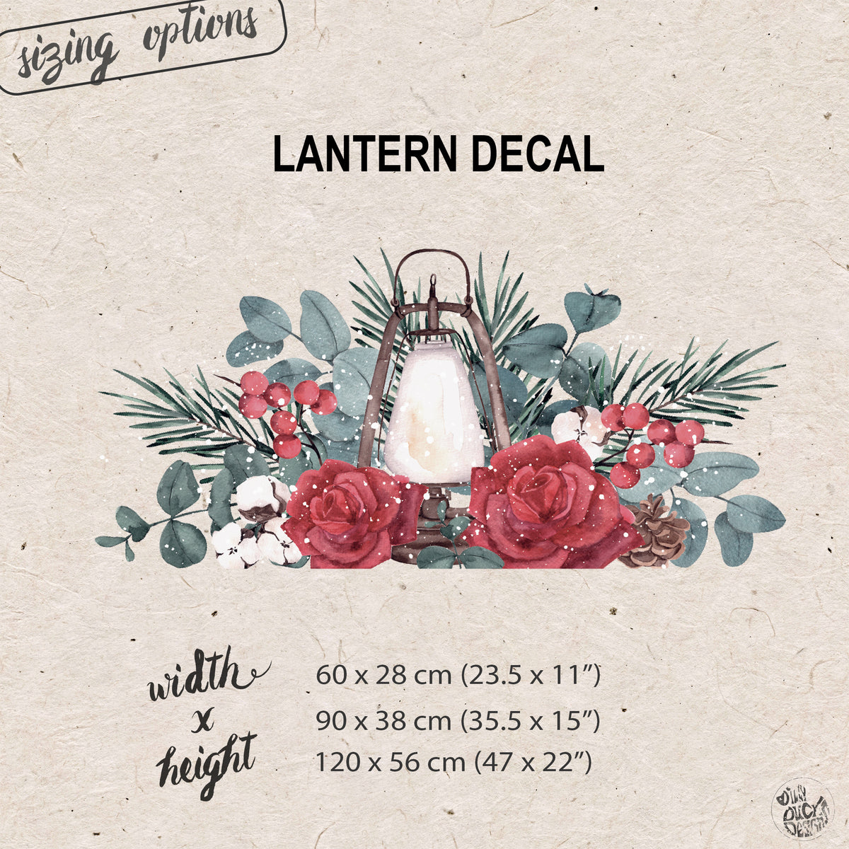 Winter Rose Lantern Window Clings for Christmas Decoration