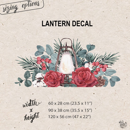 Winter Rose Lantern Window Clings for Christmas Decoration