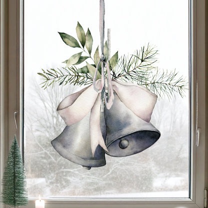 Christmas Bells & Holly Window Decal