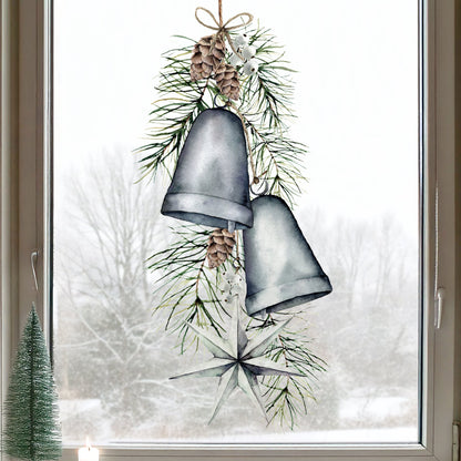 Christmas Bells & Star Window Decal