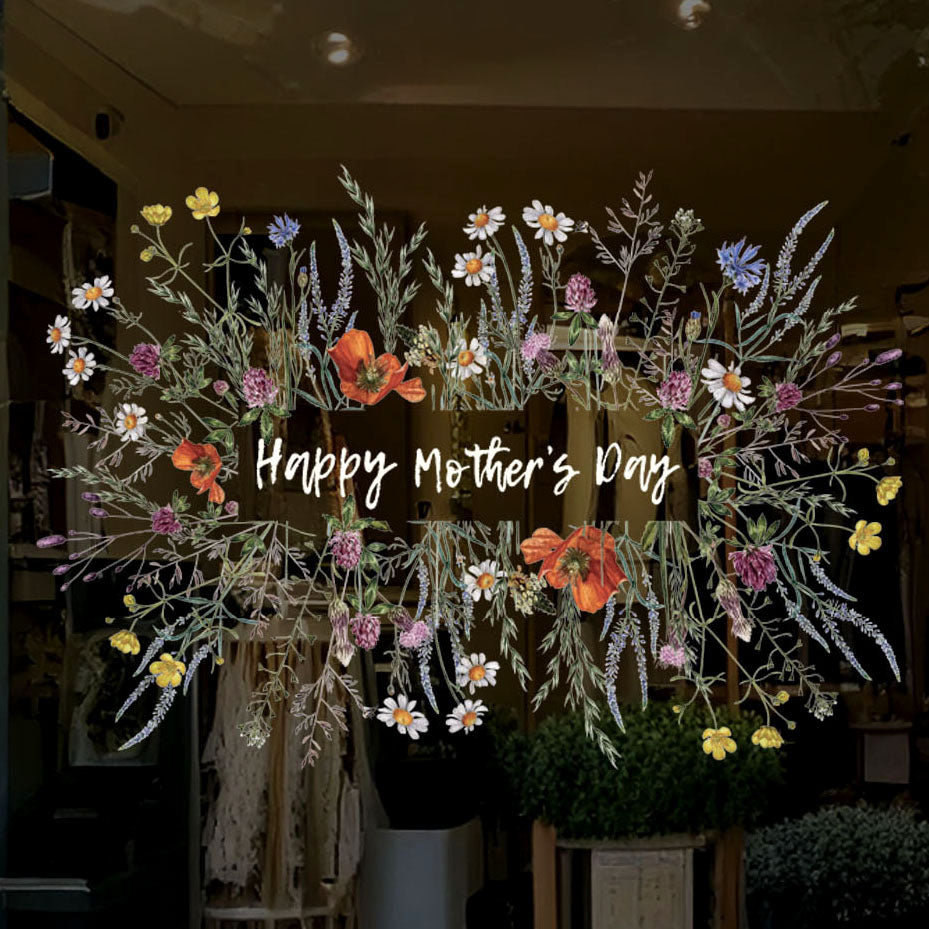 Botanical Meadow Happy Mother's Day Window Decal
