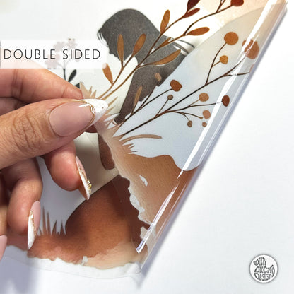 Boho Kneeling Mum & Child Mother's Day Window Decal